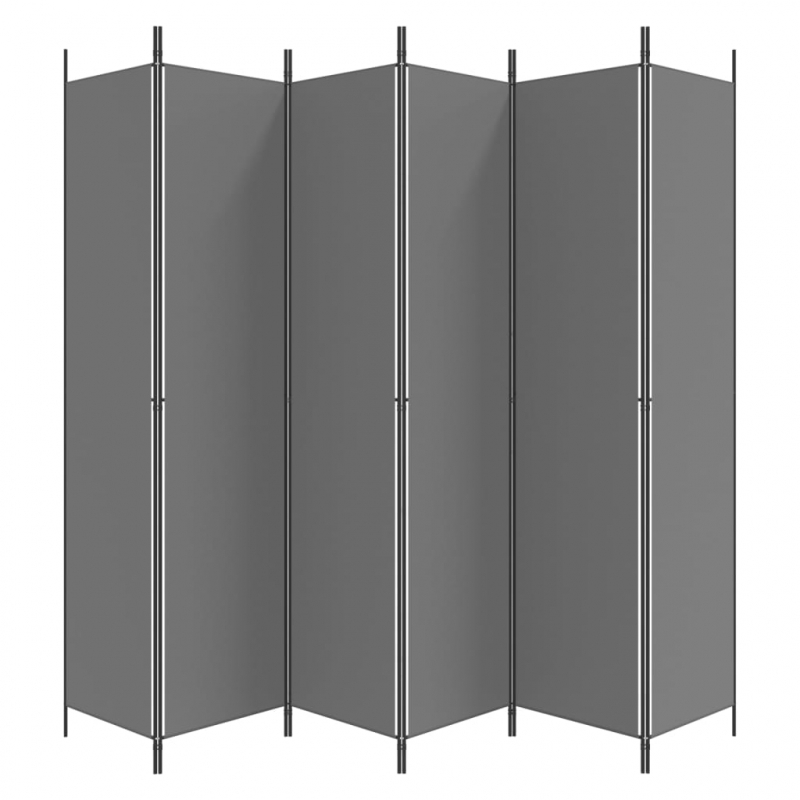 6-tlg. Paravent Anthrazit 300x220 cm Stoff