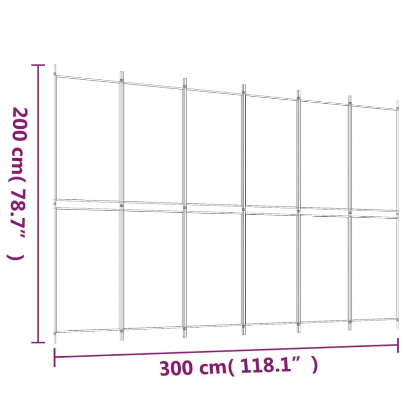 6-tlg. Paravent Braun 300x200 cm Stoff