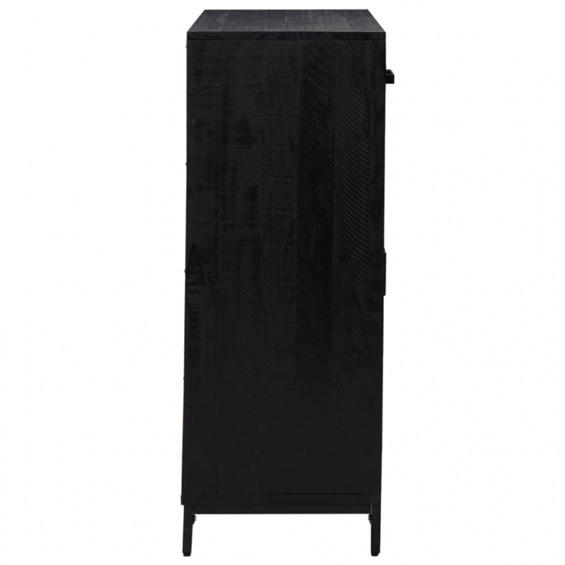 Schuhschrank Schwarz 75x40x110 cm Massivholz Kiefer