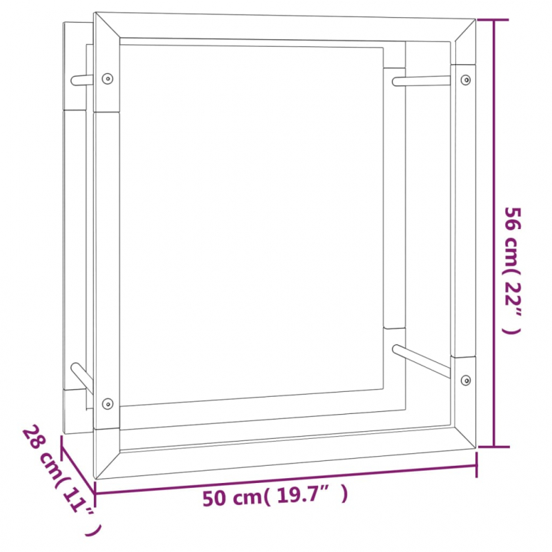 Brennholzregal Mattschwarz 50x28x56 cm Stahl