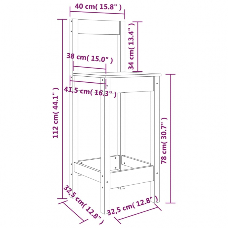 Barstühle 2 Stk. 40x41,5x112 cm Massivholz Kiefer