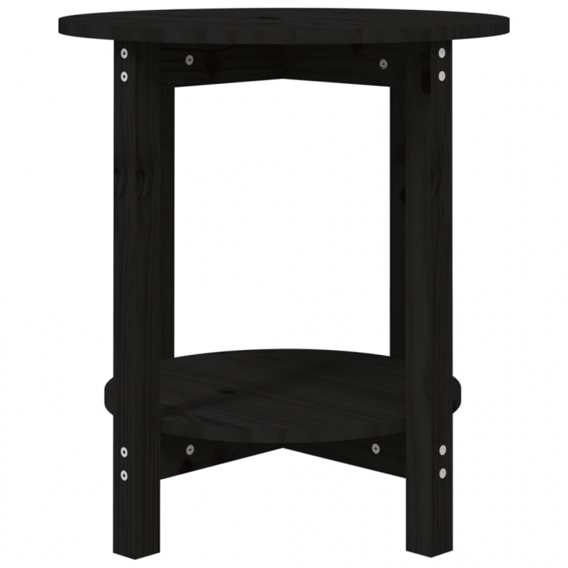 Couchtisch Schwarz Ø 55x60 cm Massivholz Kiefer