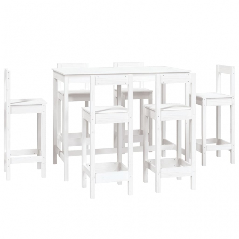7-tlg. Bar-Set Weiß Massivholz Kiefer