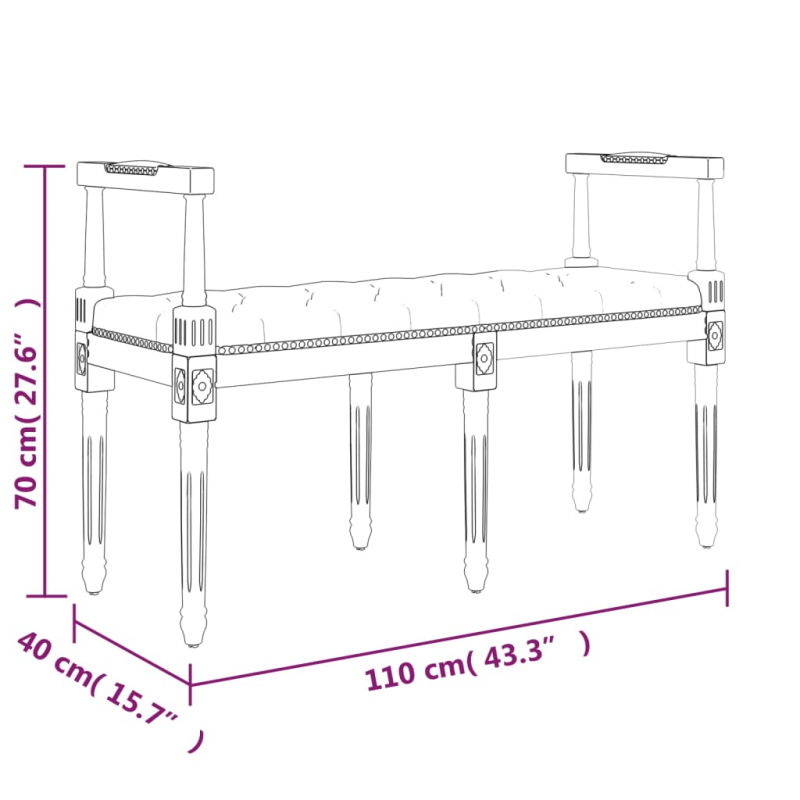 Sitzbank Blau 110x40x70 cm Samt