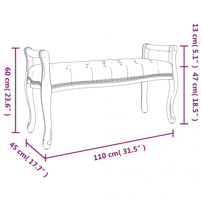 Sitzbank Blau 110x45x60 cm Samt