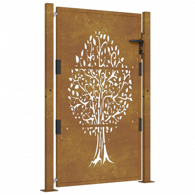 Gartentor 105x130 cm Cortenstahl Baum-Design