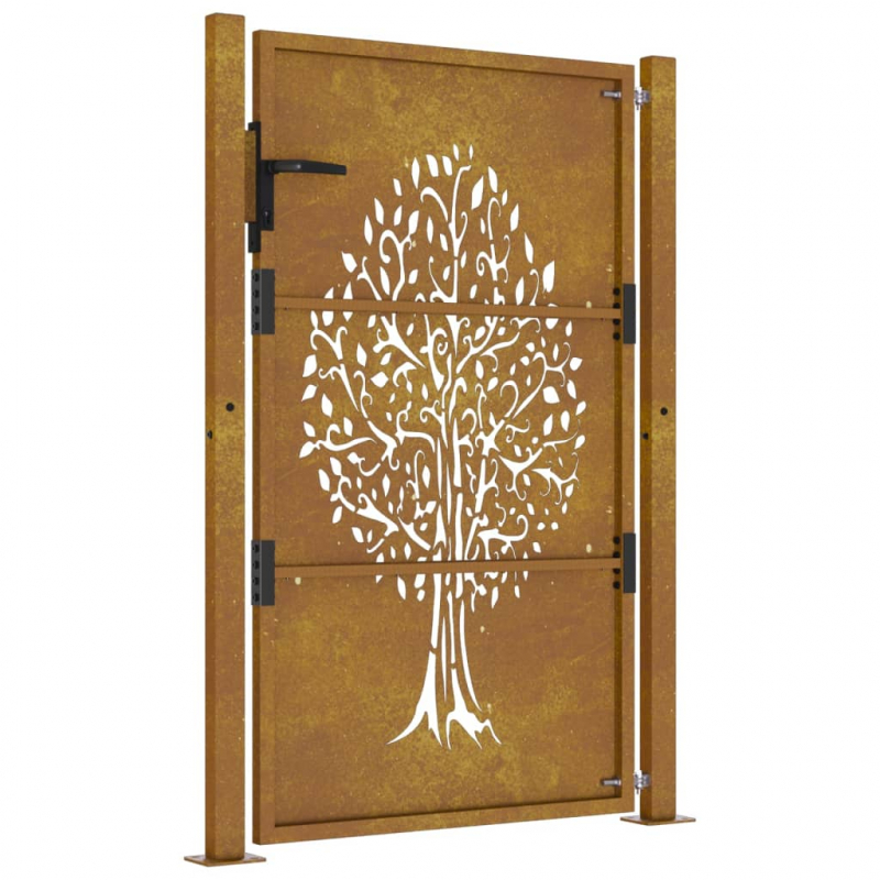 Gartentor 105x130 cm Cortenstahl Baum-Design