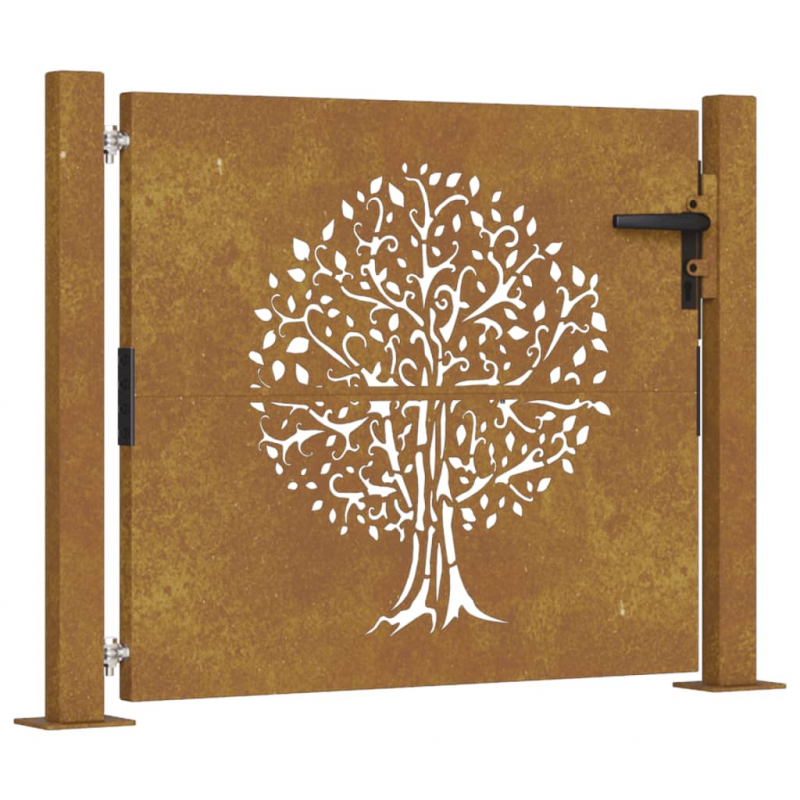 Gartentor 105x105 cm Cortenstahl Baum-Design