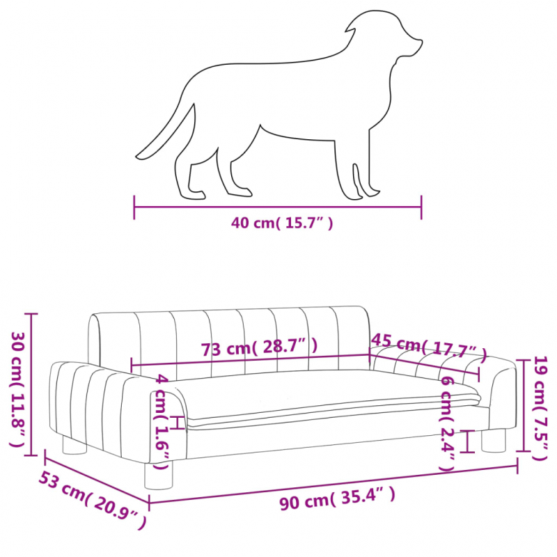 Hundebett Creme 90x53x30 cm Stoff