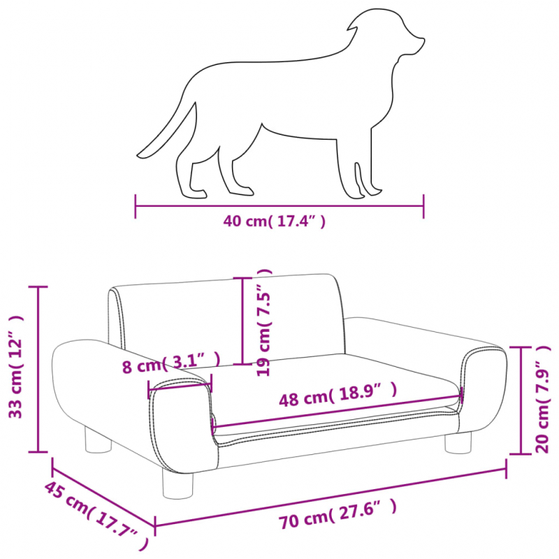 Hundebett Rosa 70x45x33 cm Samt