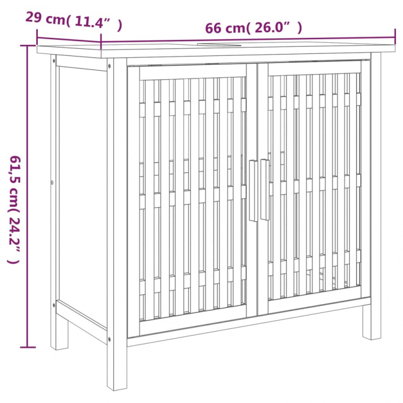 Waschbeckenunterschrank 66x29x61,5 cm Massivholz Nussbaum