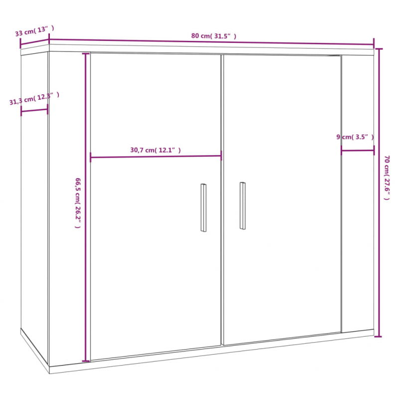 Sideboard Grau Sonoma 80x33x70 cm Holzwerkstoff