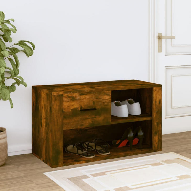 Schuhschrank Räuchereiche 80x35x45 cm Holzwerkstoff