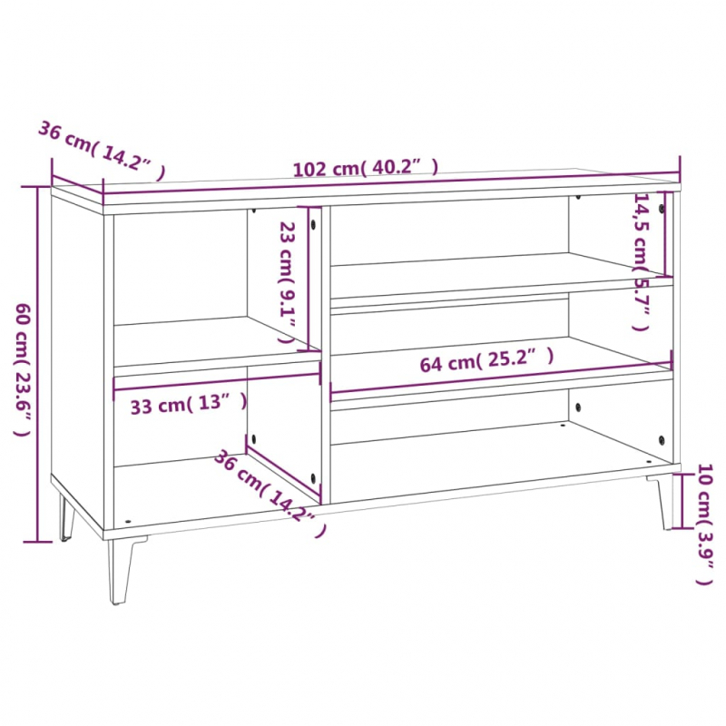 Schuhregal Hochglanz-Weiß 102x36x60 cm Holzwerkstoff