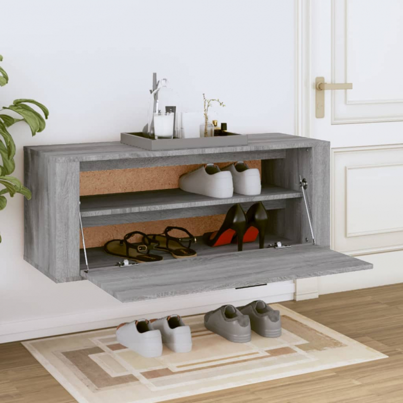 Wand-Schuhschrank Grau Sonoma 100x35x38 cm Holzwerkstoff