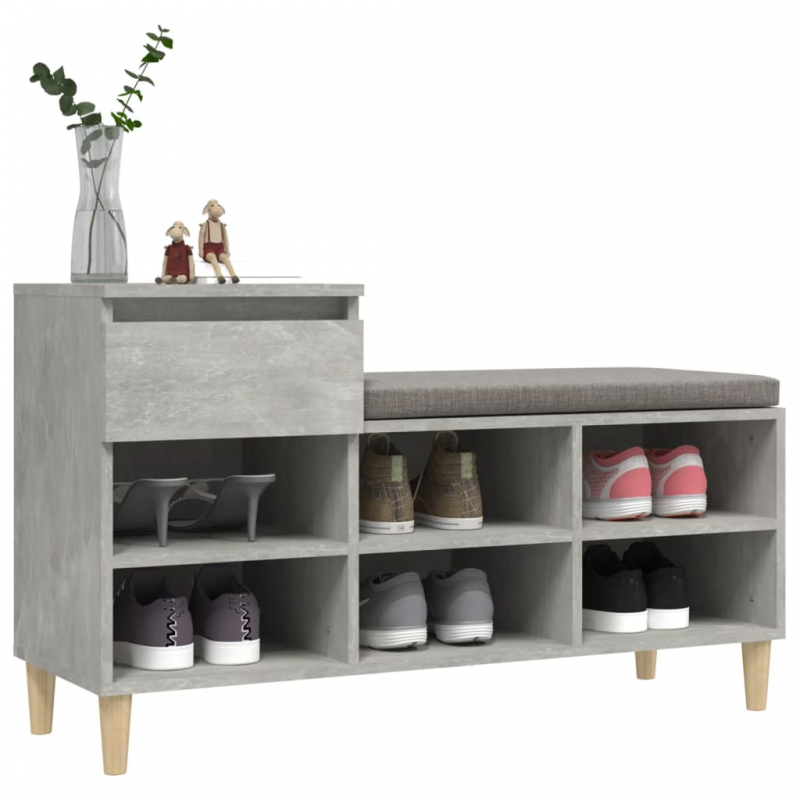 Schuhregal Betongrau 102x36x60 cm Holzwerkstoff