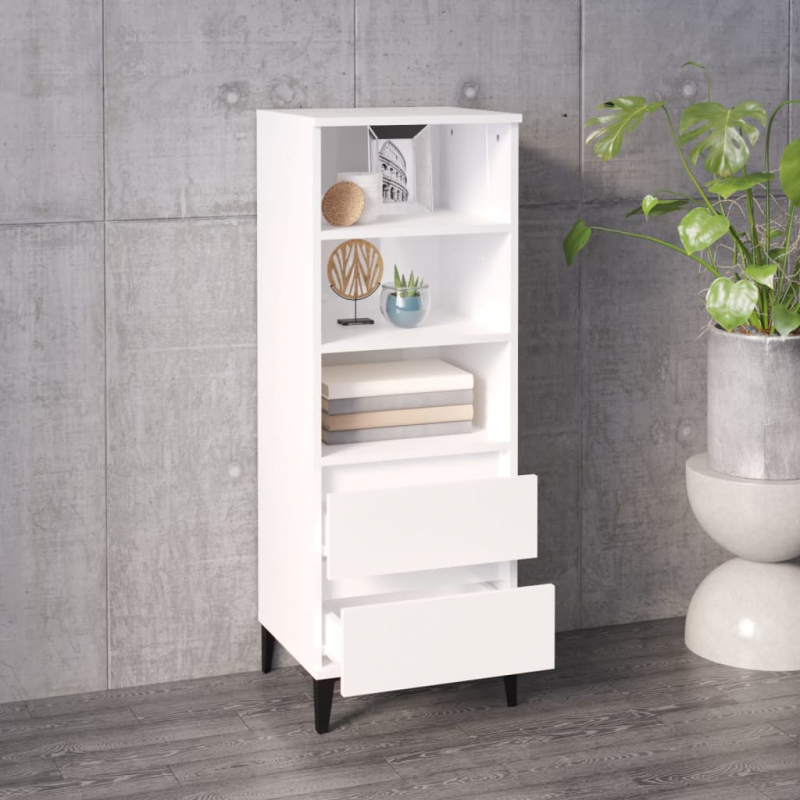 Highboard Hochglanz-Weiß 40x36x110 cm Holzwerkstoff