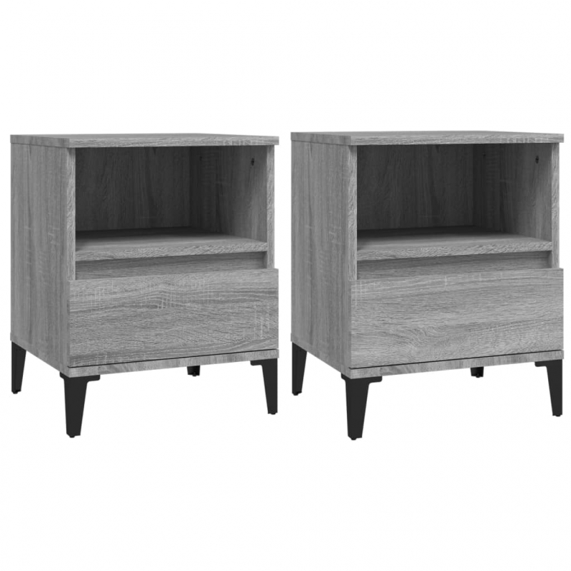 Nachttische 2 Stk. Grau Sonoma 40x35x50 cm