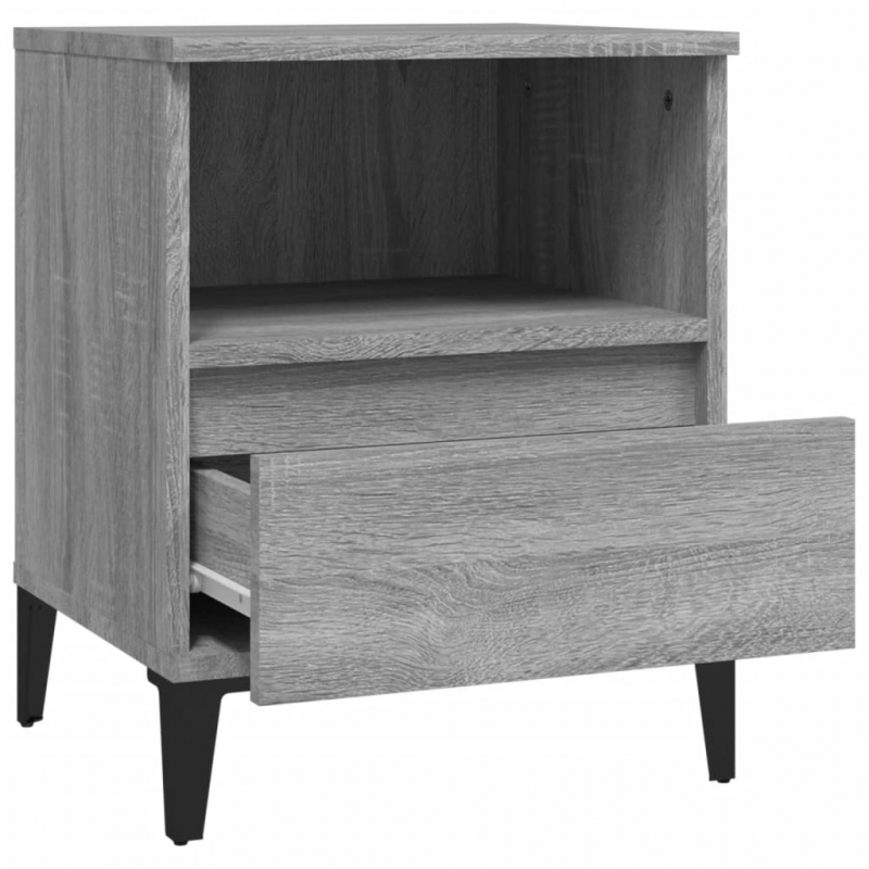 Nachttische 2 Stk. Grau Sonoma 40x35x50 cm