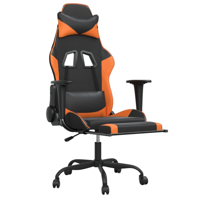 Gaming-Stuhl mit Fußstütze Schwarz und Orange Kunstleder