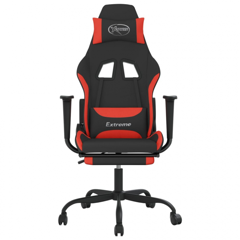 Gaming-Stuhl mit Fußstütze Schwarz und Rot Stoff