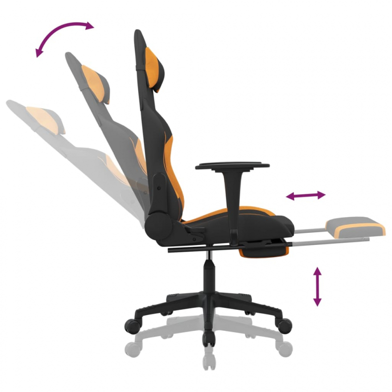 Gaming-Stuhl mit Fußstütze Schwarz und Orange Stoff