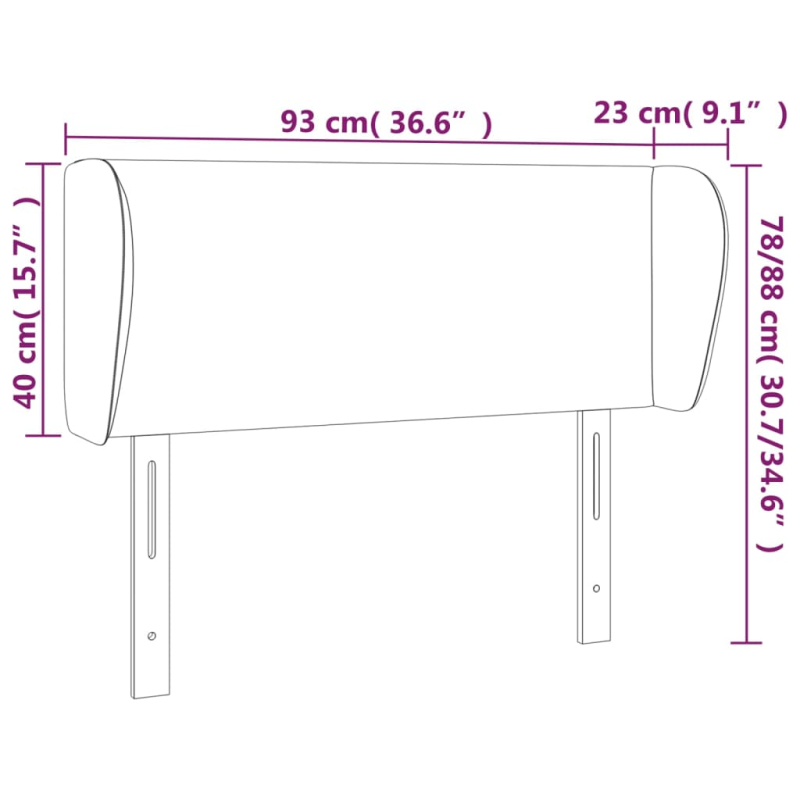 Kopfteil mit Ohren Grau 93x23x78/88 cm Kunstleder