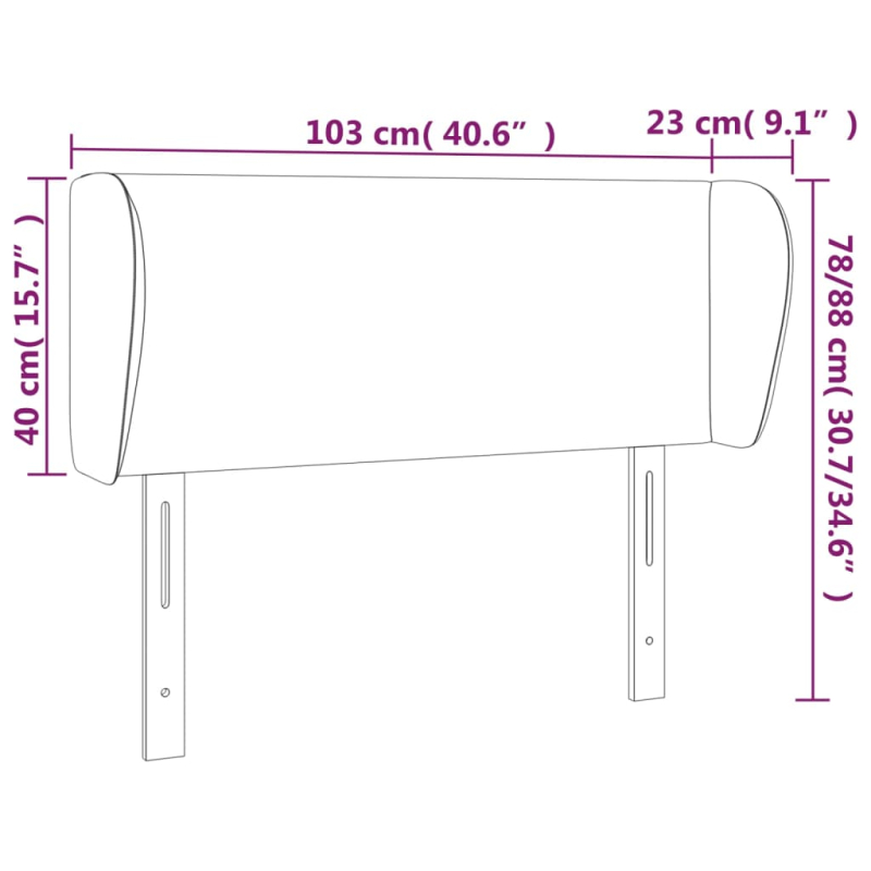 Kopfteil mit Ohren Grau 103x23x78/88 cm Kunstleder