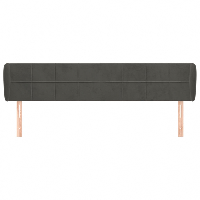 Kopfteil mit Ohren Dunkelgrau 203x23x78/88 cm Samt