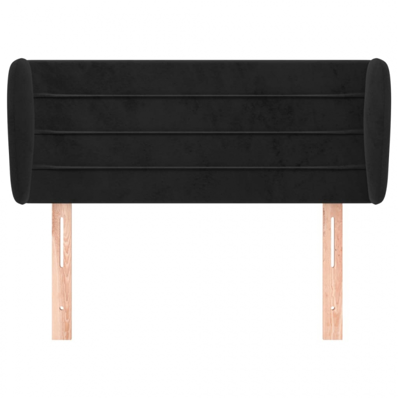 Kopfteil mit Ohren Schwarz 103x23x78/88 cm Samt