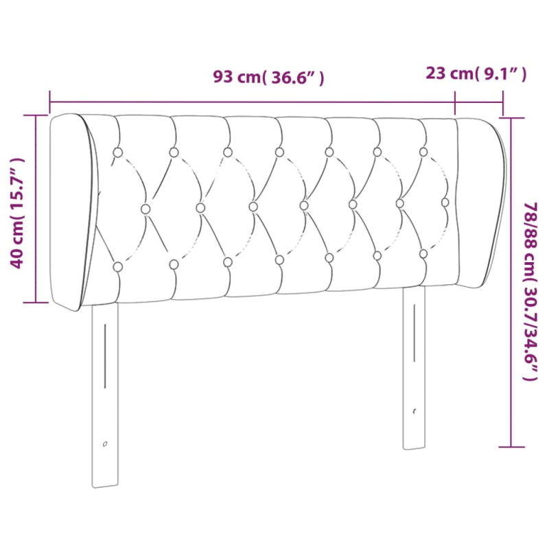 Kopfteil mit Ohren Rosa 93x23x78/88 cm Samt