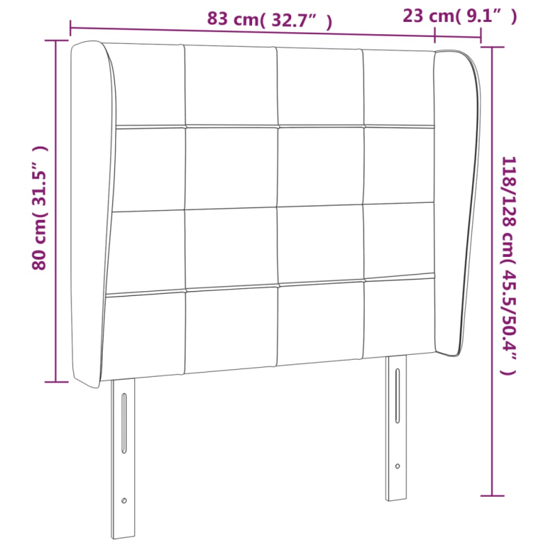 Kopfteil mit Ohren Creme 83x23x118/128 cm Stoff