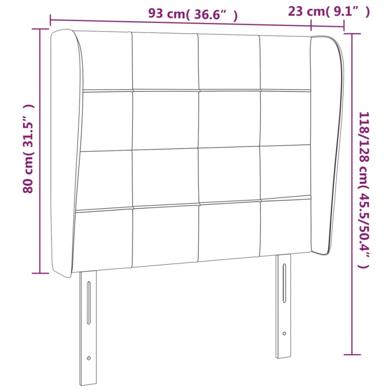 Kopfteil mit Ohren Creme 93x23x118/128 cm Stoff