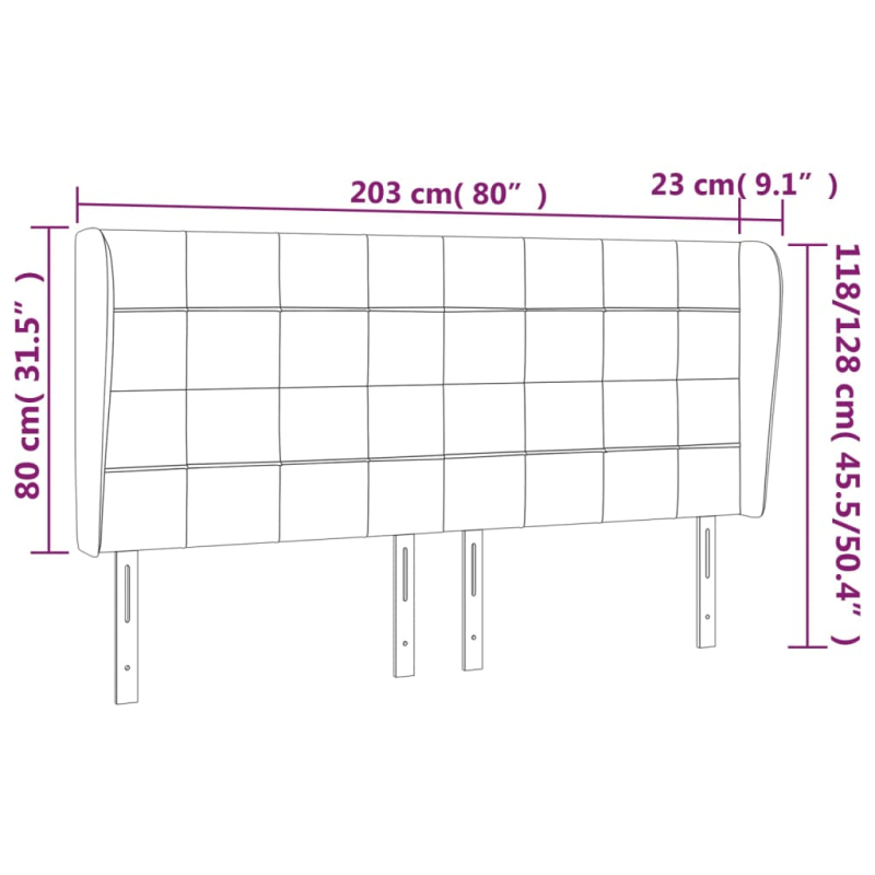 Kopfteil mit Ohren Dunkelbraun 203x23x118/128 cm Stoff