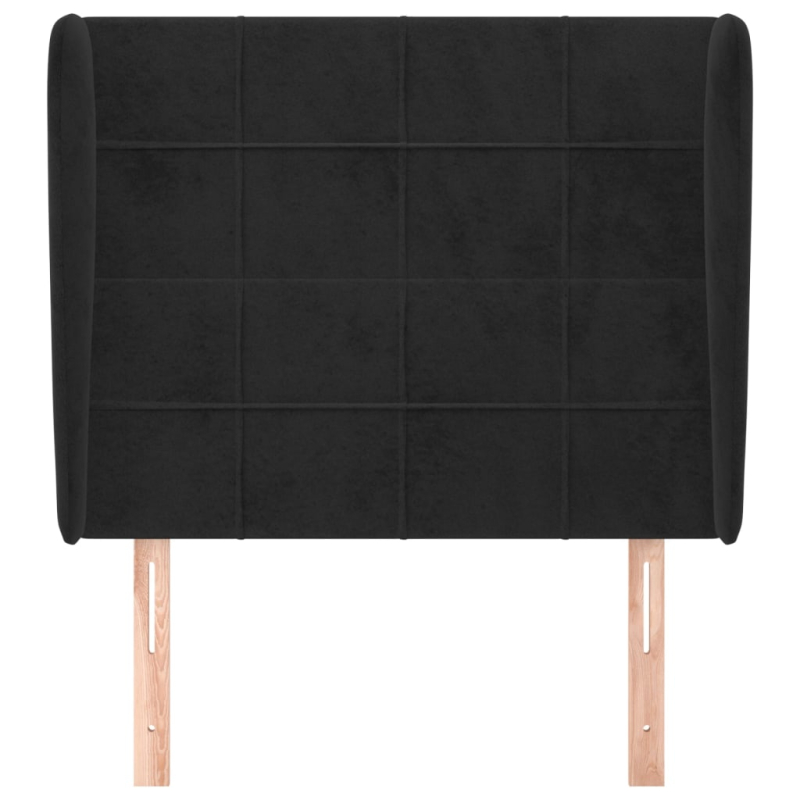 Kopfteil mit Ohren Schwarz 93x23x118/128 cm Samt