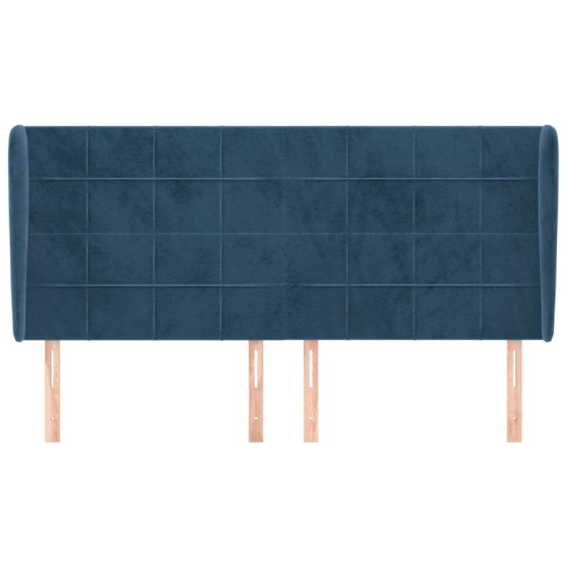 Kopfteil mit Ohren Dunkelblau 183x23x118/128 cm Samt