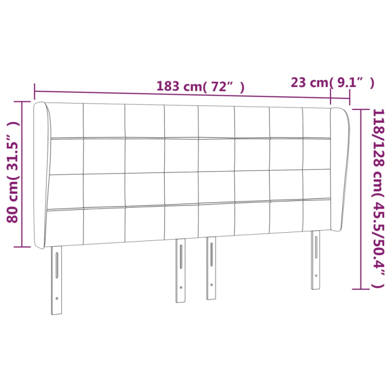 Kopfteil mit Ohren Dunkelblau 183x23x118/128 cm Samt