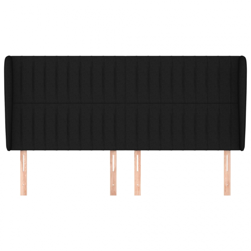 Kopfteil mit Ohren Schwarz 163x23x118/128 cm Stoff