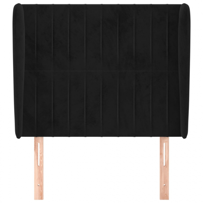 Kopfteil mit Ohren Schwarz 103x23x118/128 cm Samt