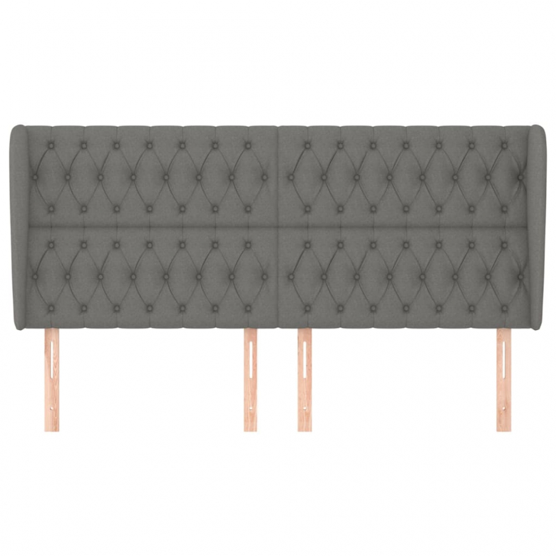 Kopfteil mit Ohren Dunkelgrau 183x23x118/128 cm Stoff