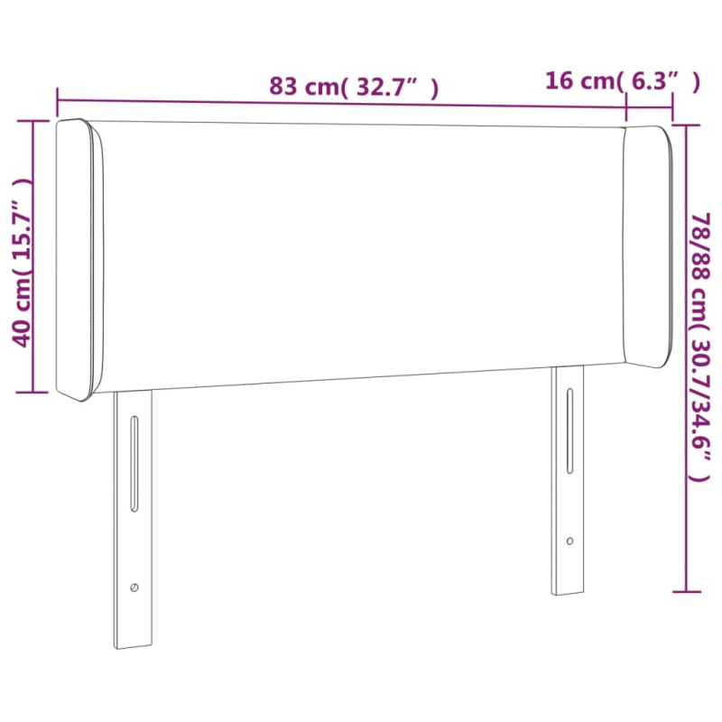 Kopfteil mit Ohren Dunkelgrau 83x16x78/88 cm Stoff