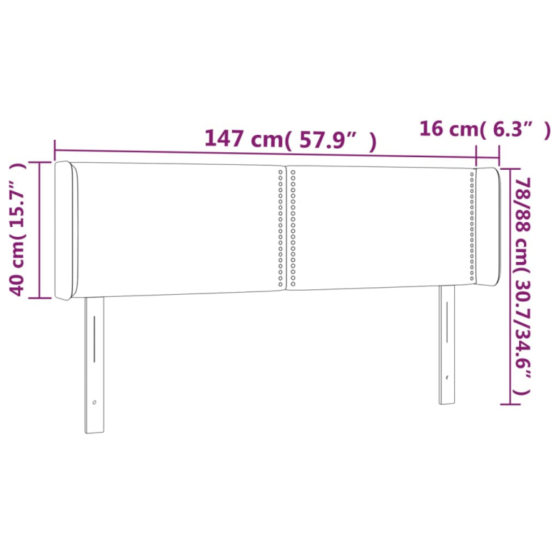 Kopfteil mit Ohren Hellgrau 147x16x78/88 cm Stoff