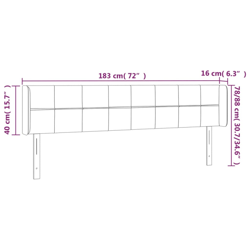 Kopfteil mit Ohren Hellgrau 183x16x78/88 cm Stoff