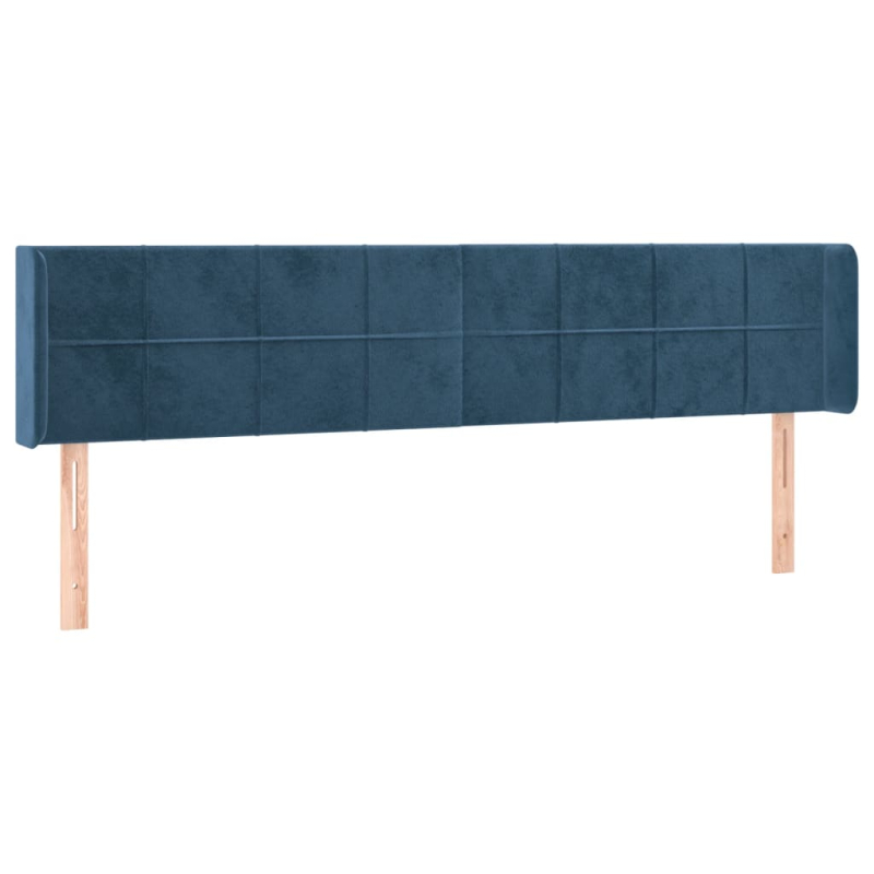 Kopfteil mit Ohren Dunkelblau 183x16x78/88 cm Samt