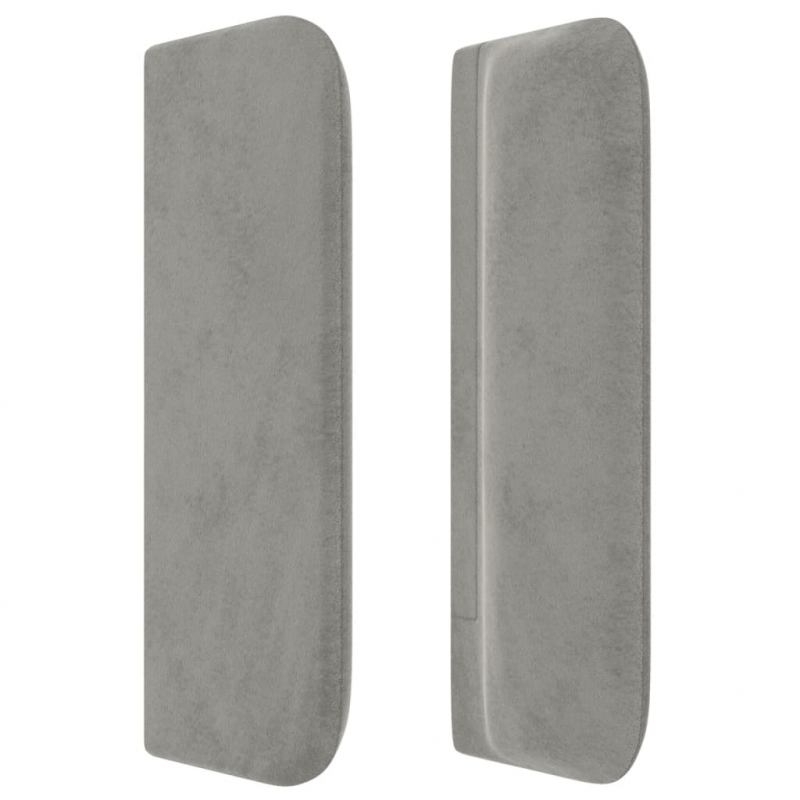 Kopfteil mit Ohren Hellgrau 203x16x78/88 cm Samt