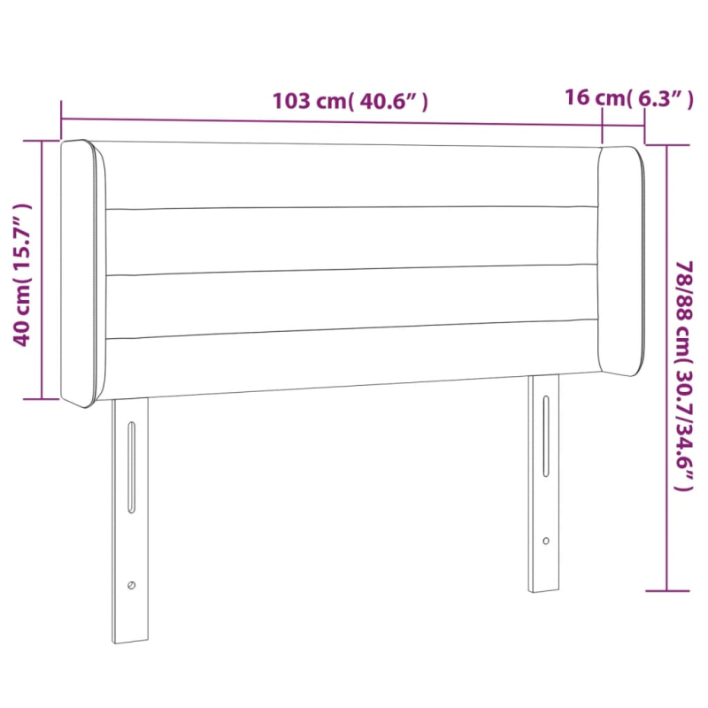 Kopfteil mit Ohren Hellgrau 103x16x78/88 cm Stoff