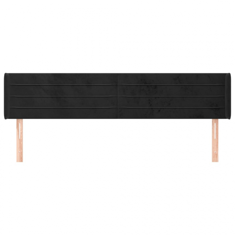 Kopfteil mit Ohren Schwarz 183x16x78/88 cm Samt