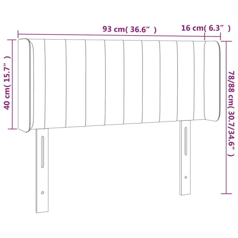 Kopfteil mit Ohren Hellgrau 93x16x78/88 cm Stoff