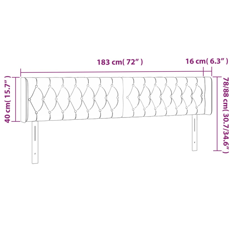 Kopfteil mit Ohren Dunkelbraun 183x16x78/88 cm Stoff