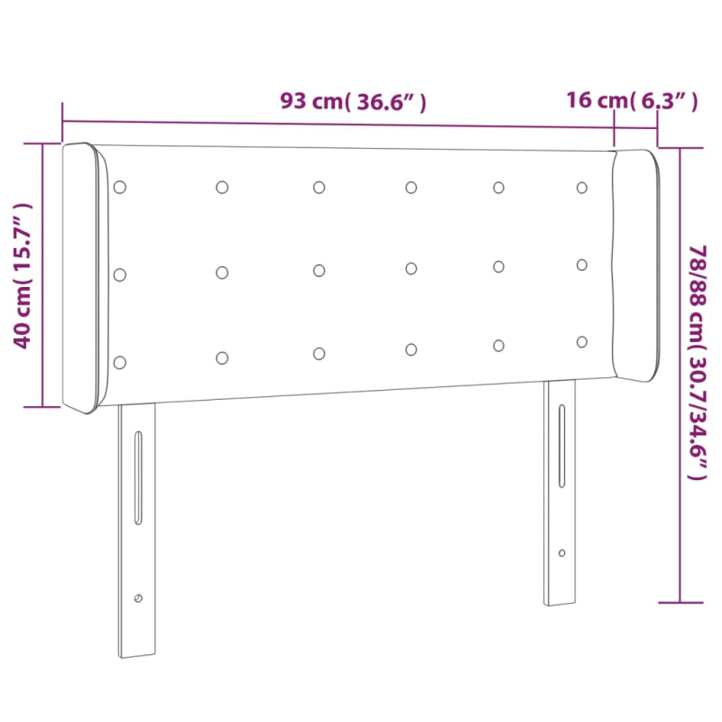 Kopfteil mit Ohren Dunkelgrau 93x16x78/88 cm Stoff